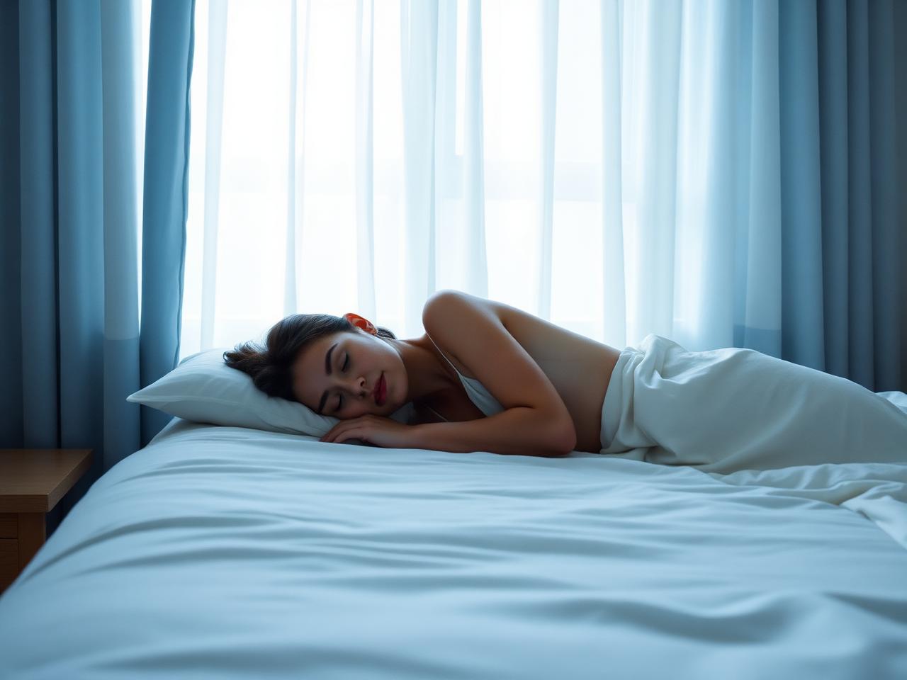 Sommeil paisible dans une lumière bleue du matin